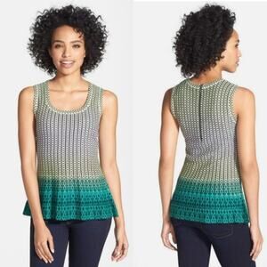 Nic+Zoe Ombré Twirl Jacquard Peplum Top Size PP
